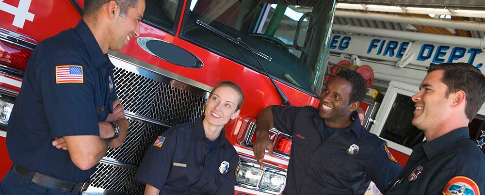 Fire fighters at station
